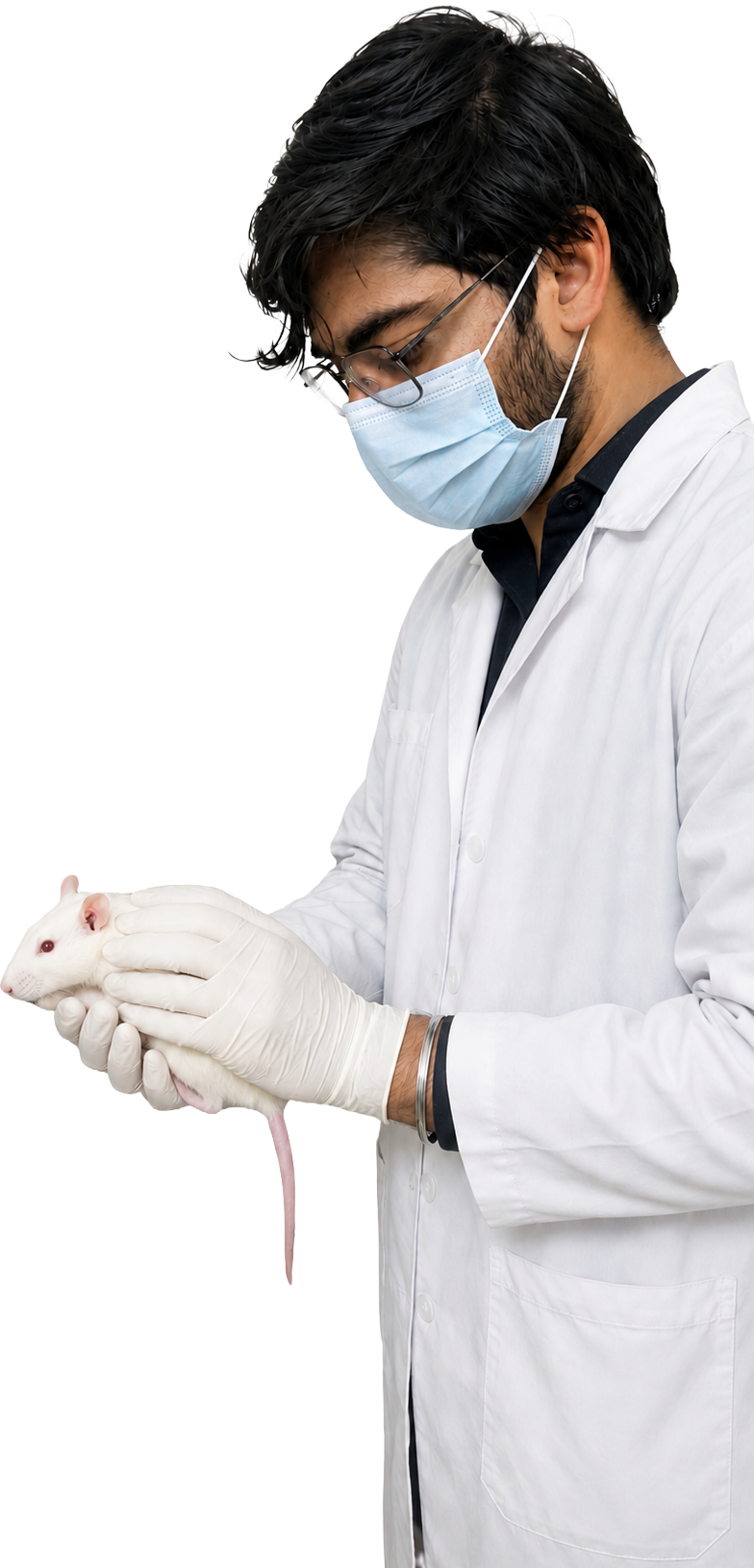 Veterinary professional with research animal model